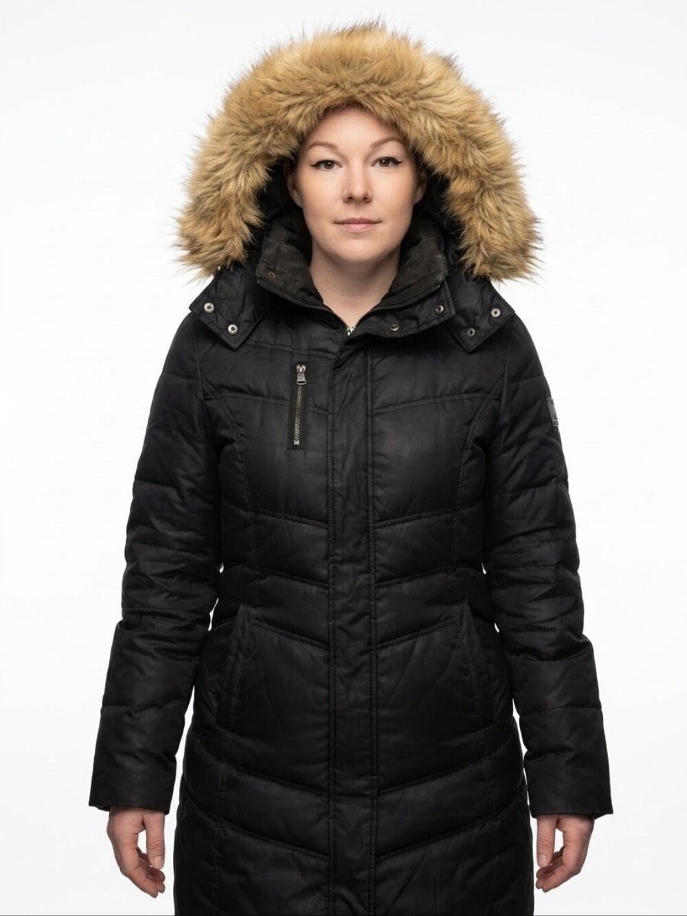 READ Marc New York Down Parka Real Coyote Fur Hood Black L AS-IS Torn Sea